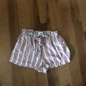 High rise paper bag shorts